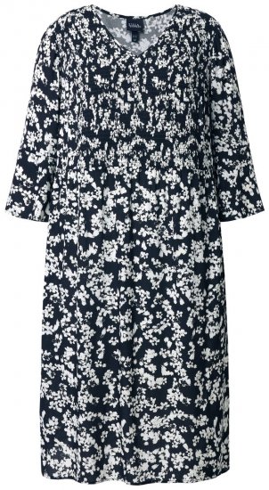 Ulla Popken 845825 Ziedaina midi kleita ar 3/4 piedurknēm Melns - Midi kleitas - Midi kleitas lielajos izmēros