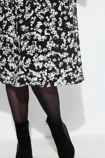 Ulla Popken 845825 Ziedaina midi kleita ar 3/4 piedurknēm Melns - Midi kleitas - Midi kleitas lielajos izmēros