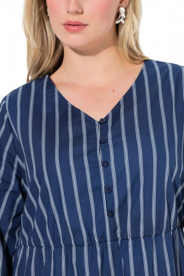 Ulla Popken 845863 Svītraina kleita ar V veida izgriezumu Tumši zils - Kleitas - Kleitas visiem izmēriem