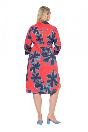 Ulla Popken 846164 Ziedaina krekla kleita Sarkans - Midi kleitas - Midi kleitas lielajos izmēros