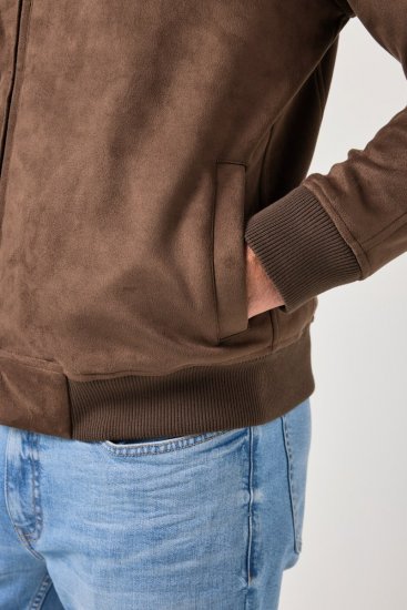 JP1880 846200 Bomber jaka zamšādas imitācijā Tumši brūns - Jakas & Lietus apģērbs - Jakas - 2XL-12XL