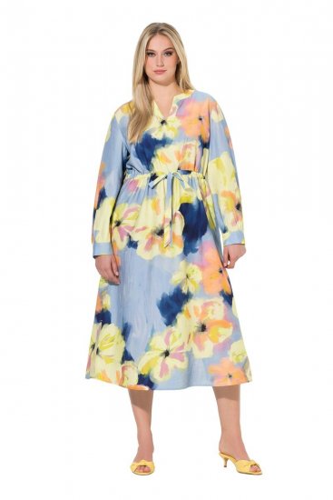 Ulla Popken 846330 Ziedaina maksi kleita Gaiši zils - Maxi kleitas - Sieviešu maxi kleitas lielos izmēros