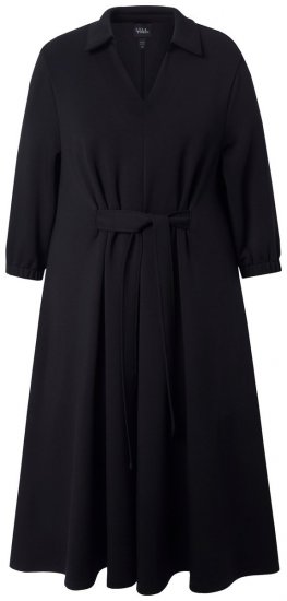 Ulla Popken 846373 Midi kleita ar sasienamu jostu Melns - Midi kleitas - Midi kleitas lielajos izmēros