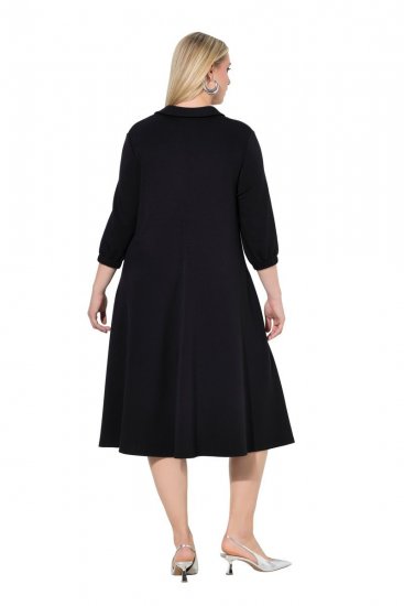 Ulla Popken 846373 Midi kleita ar sasienamu jostu Melns - Midi kleitas - Midi kleitas lielajos izmēros