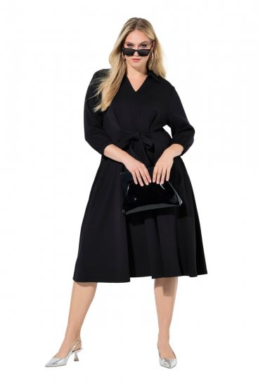 Ulla Popken 846373 Midi kleita ar sasienamu jostu Melns - Midi kleitas - Midi kleitas lielajos izmēros