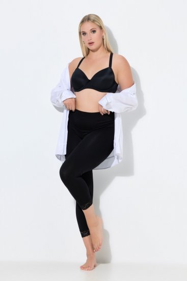 Ulla Popken 846491 3/4 zeķu legingi ar mežģīnēm Melns - Zeķubikses & zeķes - 
