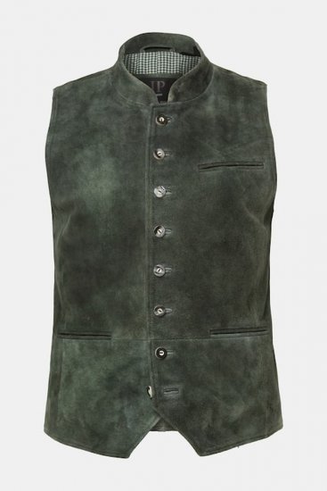 JP1880 846808 Ādas veste no kazas zamša Tumši olīvu - Trachten & Oktoberfest - Oktoberfest tērpi lielos izmēros (Trachten)