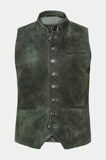 JP1880 846808 Ādas veste no kazas zamša Tumši olīvu - Trachten & Oktoberfest - Oktoberfest tērpi lielos izmēros (Trachten)