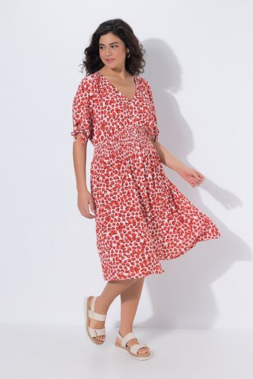 Ulla Popken 846912 Rakstaina midi kleita Koraļļu - Midi kleitas - Midi kleitas lielajos izmēros