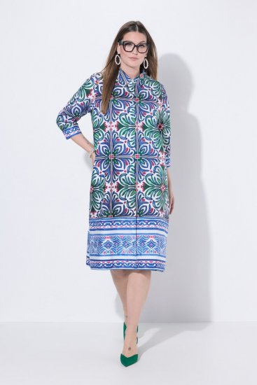Ulla Popken 846952 Ziedaina krekla kleita Balts - Midi kleitas - Midi kleitas lielajos izmēros