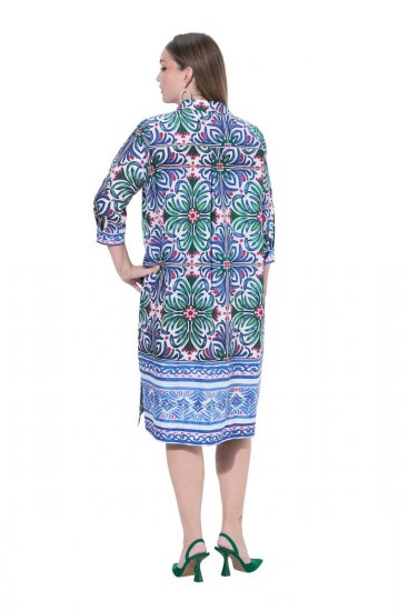 Ulla Popken 846952 Ziedaina krekla kleita Balts - Midi kleitas - Midi kleitas lielajos izmēros