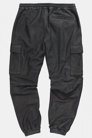 JP1880 847064 Cargo bikses no jēra nappa ādas Melns - Vīriešu ādas bikses lielos izmēros - Vīriešu ādas bikses lielos izmēros