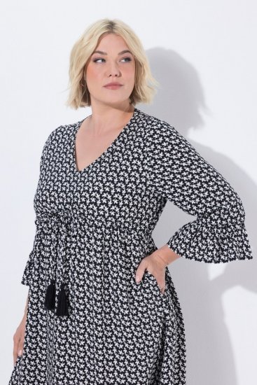 Ulla Popken 847798 A veida midi kleita ar V veida izgriezumu Melns - Midi kleitas - Midi kleitas lielajos izmēros
