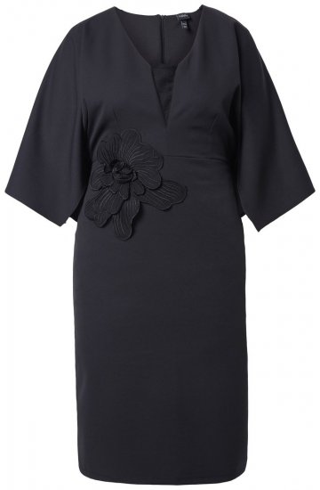 Ulla Popken 847909 Ziedaina midi kleita Melns - Midi kleitas - Midi kleitas lielajos izmēros
