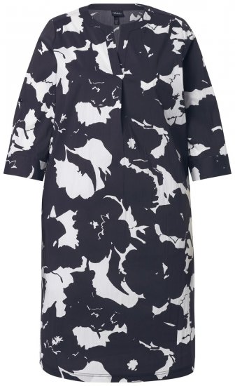 Ulla Popken 848061 Ziedaina midi kleita ar 3/4 piedurknēm Melns - Midi kleitas - Midi kleitas lielajos izmēros