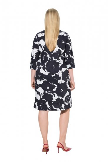 Ulla Popken 848061 Ziedaina midi kleita ar 3/4 piedurknēm Melns - Midi kleitas - Midi kleitas lielajos izmēros