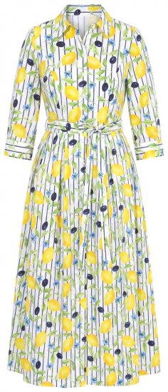 Ulla Popken 848081 Svītraina krekla kleita Balts - Maxi kleitas - Sieviešu maxi kleitas lielos izmēros