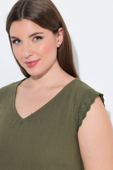 Ulla Popken 848131 Pidžama ar mežģīnēm Olīvzaļš - Pidžamas/Loungewear - 