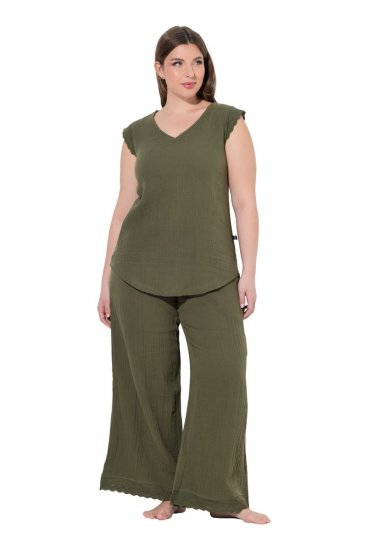 Ulla Popken 848131 Pidžama ar mežģīnēm Olīvzaļš - Pidžamas/Loungewear - 