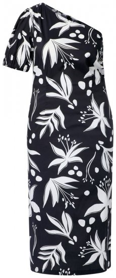 Ulla Popken 848510 Ziedaina midi kleita Melns - Midi kleitas - Midi kleitas lielajos izmēros
