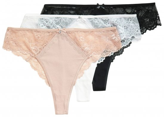 Ulla Popken 848522 Stringi ar mežģīnēm 3 gab. Melns - Biksītes - 