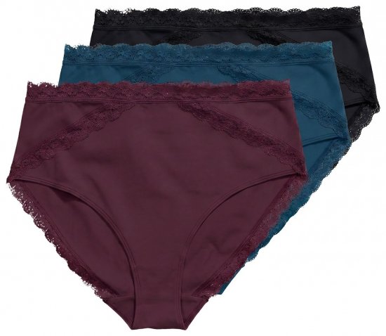 Ulla Popken 848803 Biksītes ar mežģīnēm 3 gab. Vīnsarkans - Biksītes - 