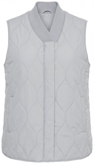 Ulla Popken 849221 Stepēta veste ar rievotu apkakli Pelēks - Vestes - 