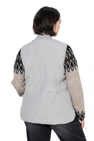Ulla Popken 849221 Stepēta veste ar rievotu apkakli Pelēks - Vestes - 