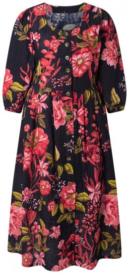 Ulla Popken 849593 Ziedaina krekla kleita Tumši zils - Maxi kleitas - Sieviešu maxi kleitas lielos izmēros