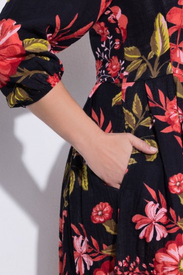 Ulla Popken 849593 Ziedaina krekla kleita Tumši zils - Maxi kleitas - Sieviešu maxi kleitas lielos izmēros