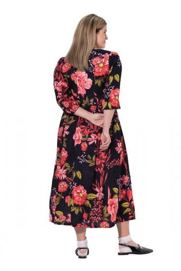 Ulla Popken 849593 Ziedaina krekla kleita Tumši zils - Maxi kleitas - Sieviešu maxi kleitas lielos izmēros