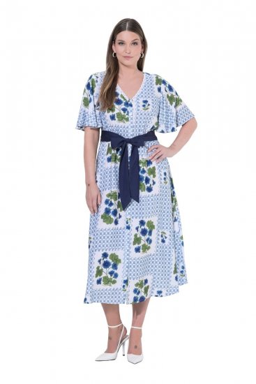 Ulla Popken 849662 Ziedaina krekla kleita Pienbalts - Midi kleitas - Midi kleitas lielajos izmēros