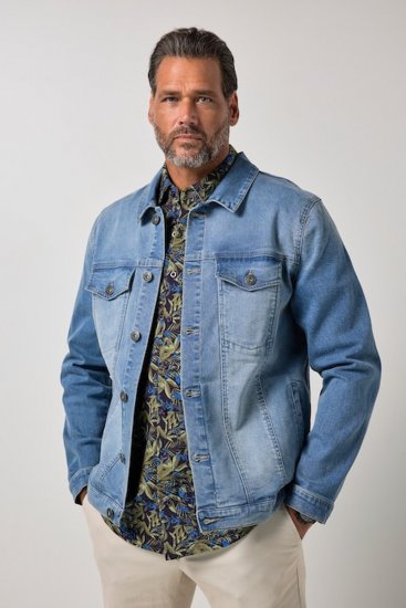 JP1880 849703 Džinsa jaka ar daudzām kabatām Indigo zils - Jakas & Lietus apģērbs - Jakas - 2XL-12XL