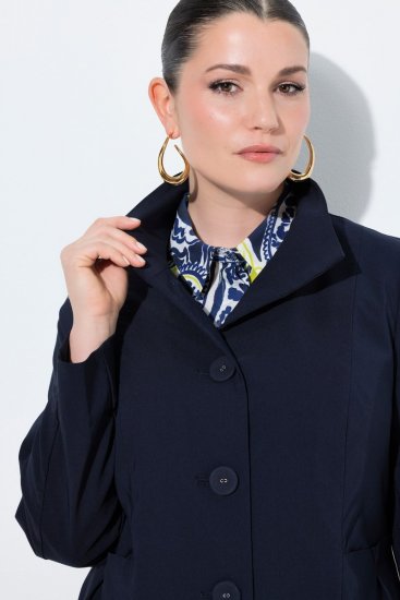 Ulla Popken 849803 Elastīgs mētelis ar augstu apkakli Tumši zils - Mēteļi - Lielo izmēru mēteļi sievietēm