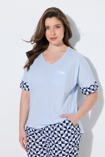 Ulla Popken 849850 Pidžama ar rūtām Gaiši zils - Pidžamas/Loungewear - 