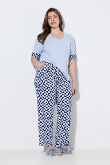 Ulla Popken 849850 Pidžama ar rūtām Gaiši zils - Pidžamas/Loungewear - 