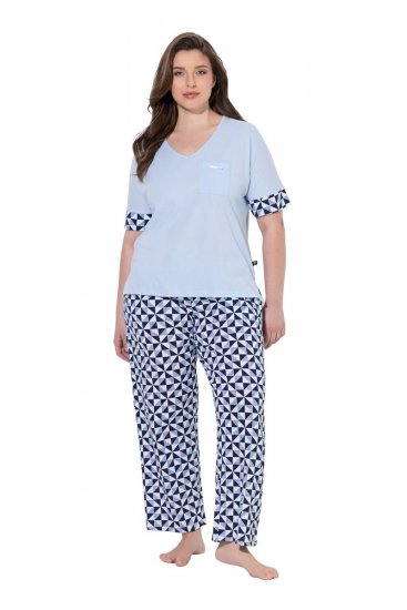 Ulla Popken 849850 Pidžama ar rūtām Gaiši zils - Pidžamas/Loungewear - 