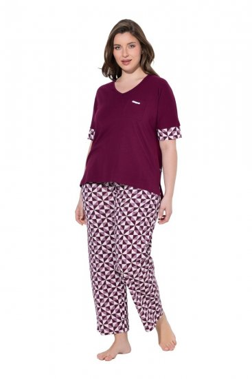 Ulla Popken 849850 Pidžama ar rūtām Ogu sarkans - Pidžamas/Loungewear - 