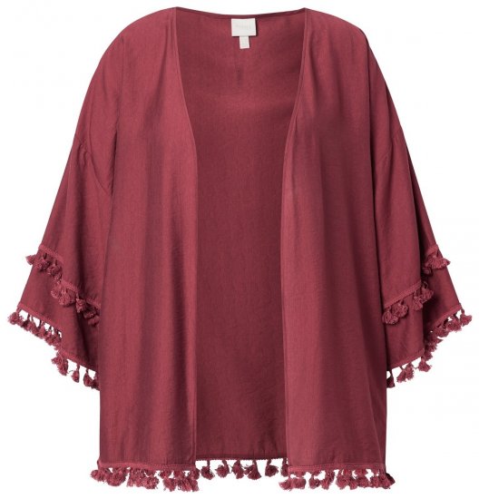 Ulla Popken 849860 Kimono Rūsgani sarkans - Kardigani - Adītas jakas lielizmērā