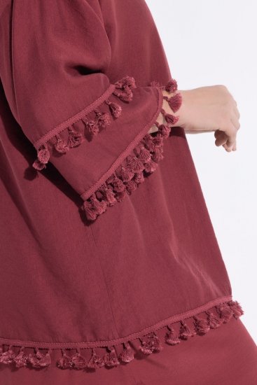 Ulla Popken 849860 Kimono Rūsgani sarkans - Kardigani - Adītas jakas lielizmērā