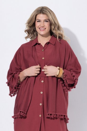 Ulla Popken 849860 Kimono Rūsgani sarkans - Kardigani - Adītas jakas lielizmērā
