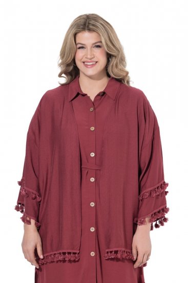 Ulla Popken 849860 Kimono Rūsgani sarkans - Kardigani - Adītas jakas lielizmērā