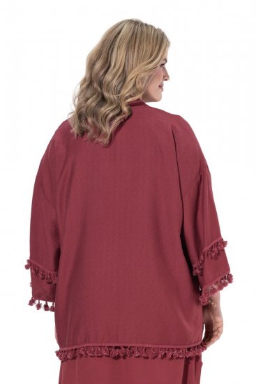 Ulla Popken 849860 Kimono Rūsgani sarkans - Kardigani - Adītas jakas lielizmērā