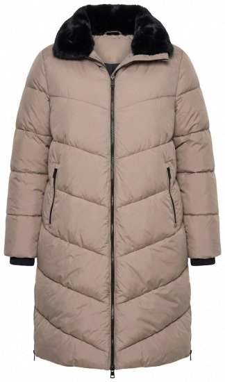 Ulla Popken 850041 Stepēts mētelis Taupe - Mēteļi - Lielo izmēru mēteļi sievietēm