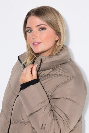 Ulla Popken 850041 Stepēts mētelis Taupe - Mēteļi - Lielo izmēru mēteļi sievietēm