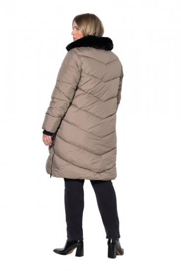 Ulla Popken 850041 Stepēts mētelis Taupe - Mēteļi - Lielo izmēru mēteļi sievietēm