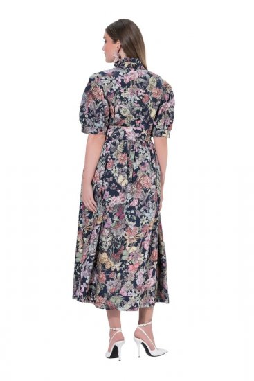 Ulla Popken 850298 Ziedaina krekla kleita Tumši zils - Maxi kleitas - Sieviešu maxi kleitas lielos izmēros