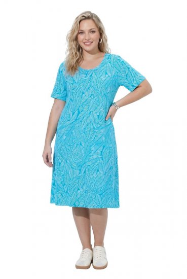 Ulla Popken 850344 Rakstaina T-krekla kleita Tirkīza - Midi kleitas - Midi kleitas lielajos izmēros