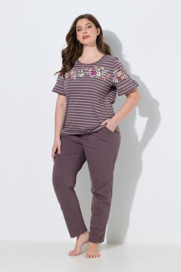 Ulla Popken 850403 Pidžama ar ziediem Brūns - Pidžamas/Loungewear - 