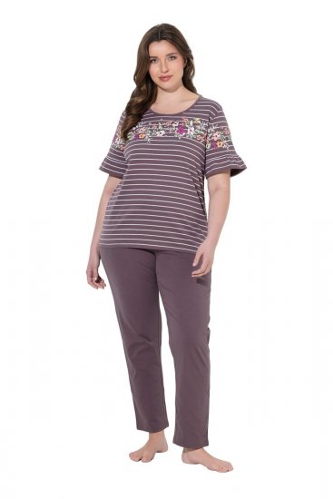 Ulla Popken 850403 Pidžama ar ziediem Brūns - Pidžamas/Loungewear - 